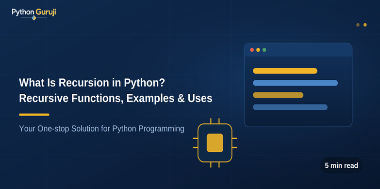 What Is Recursion in Python? Recursive Functions, Examples & Uses — cover image