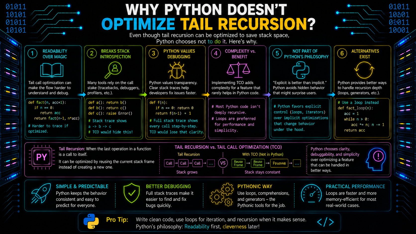 Why Python Doesn't Optimize Tail Recursion