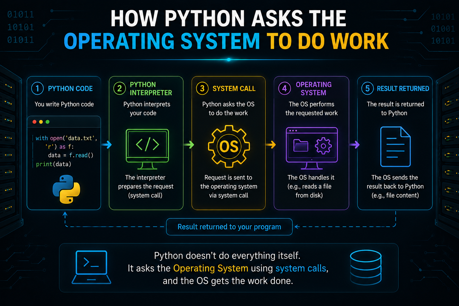 How Python asks the operating system to do work